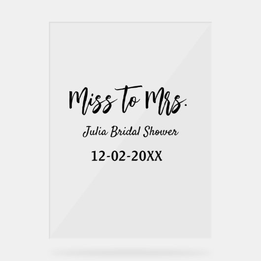 Miss à Mme douche nuptiale style simple ajouter no (Recto)