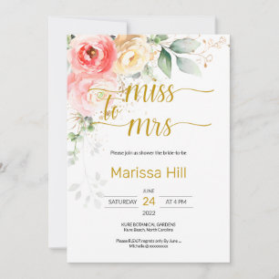 MISS AAN MRS. - Floral Bridal Shower Kaart