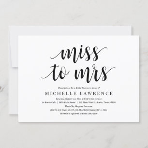Miss aan Mrs., Modern Bridal Shower Uitnodiging