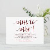 Miss aan Mrs., Modern Bridal Shower Uitnodiging (Staand voorkant)