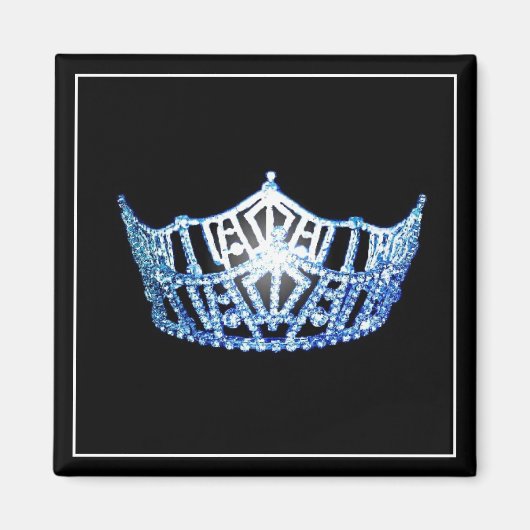 Miss America Blue Crown Square Magnet Magneet (Voorkant)