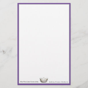 Miss America Crown & Custom Name Stationery Sheets Briefpapier