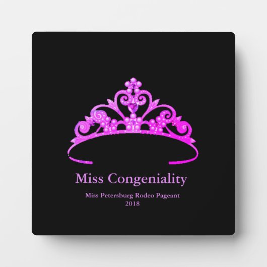 Miss America Fuchsia Tiara Crown Awards Plaque (Devant)