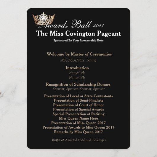 Miss America Gold Crown 2 Awards Ball Program Kaar Programma (Voorkant)
