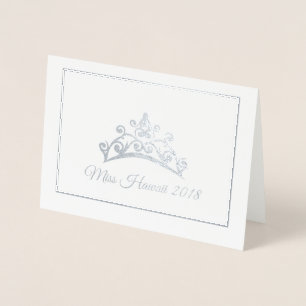 Miss America Pageant Silver Foil Tiara Note Card Folie Kaarten