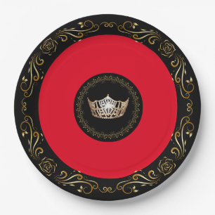 Miss America Red Gold Crown 9" papieren Borden Bordje
