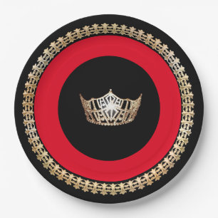 Miss America Red Gold Crown 9" papieren Borden Bordje