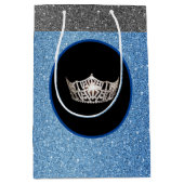 Miss America Silver Crown Blue FX GlitterGift Bag Medium Cadeauzakje (Voorkant)