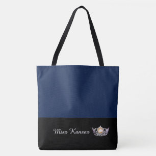 Miss America Silver Crown Canvas tas-Large Navy Tote Bag