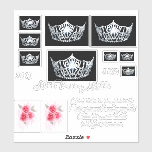 Miss America Silver Crown Custom Stickers (Vel)