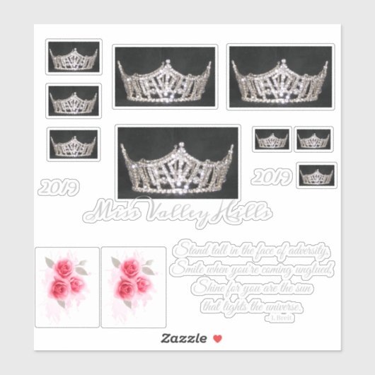 Miss America Silver Crown Custom Stickers (Vel)