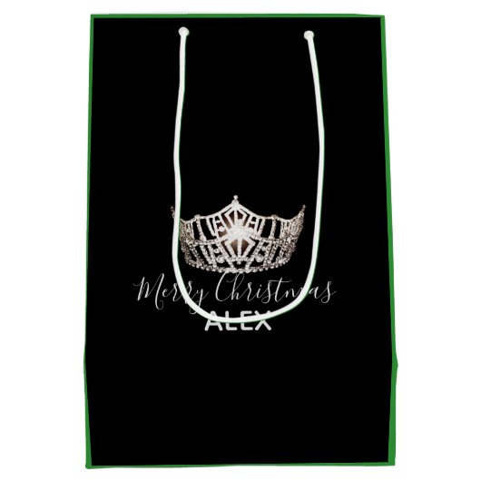 Miss America Silver Crown Green Gift Bag-Kerstmis Medium Cadeauzakje (Achterkant)