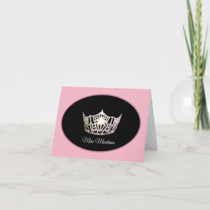 Miss America Silver Crown Note Kaart-Pink/Mauve Bedankkaart