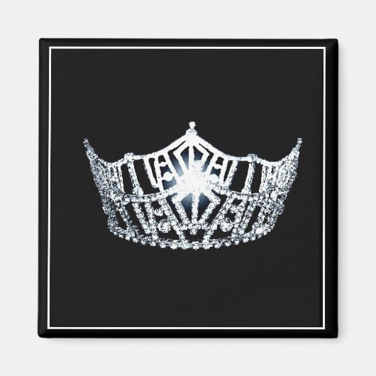 Miss America Silver Crown Square Magnet Magneet (Voorkant)