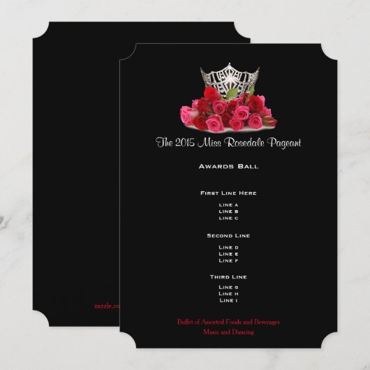 Miss America Silver Crwn Roses programme de bal (Devant / Derrière)