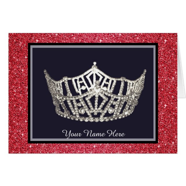Miss America-stijl Crown Custom Note-Kaart (Voorkant Horizontaal)