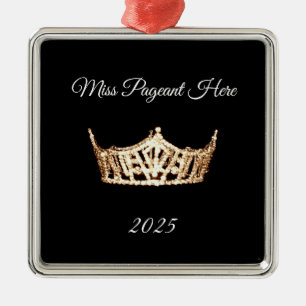 Miss America stijl Gouden Kroon Kerst Ornament