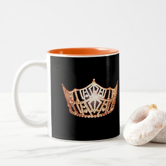 Miss America stijl Oranje Crown Mok (Met donut)