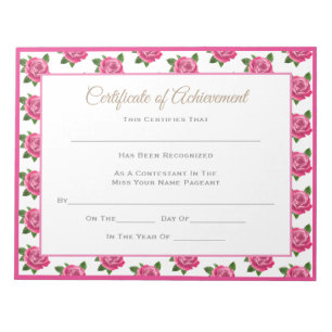 Miss America stijl Pageant Certificaten-Rozen Notitieblok