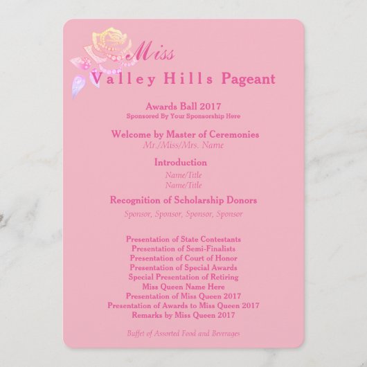 Miss America style Awards Programmes de bal (Devant)