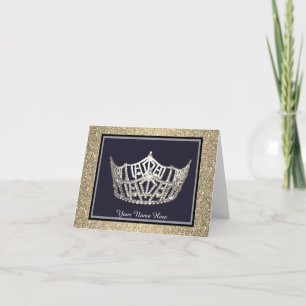 Miss America style Crown Custom Note Card Bedankkaart