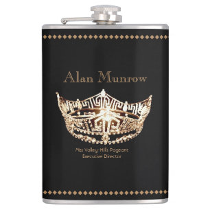 Miss America Style Crown Flask Custom Name Heupfles