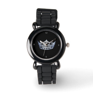 Miss America style Crown Silver Glitter Watch Horloge