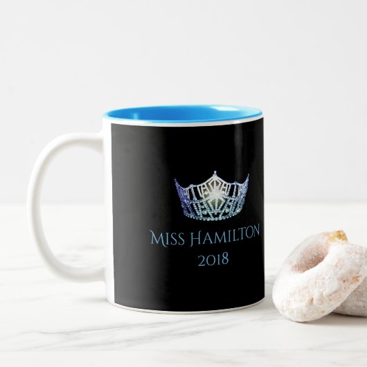 Miss America style Custom Name Bby Blue Crown Mug (Avec donut)