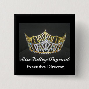 Miss America Style Custom Pageant Button-Crown Vierkante Button 5,1 Cm
