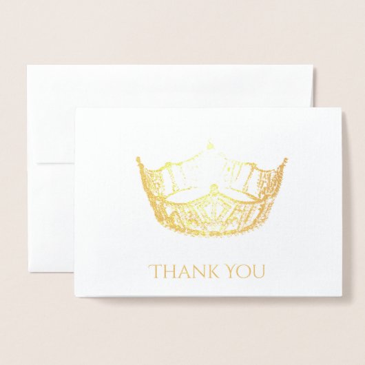Miss America Style Gold Foil Carte de remerciement (Devant avec enveloppe)