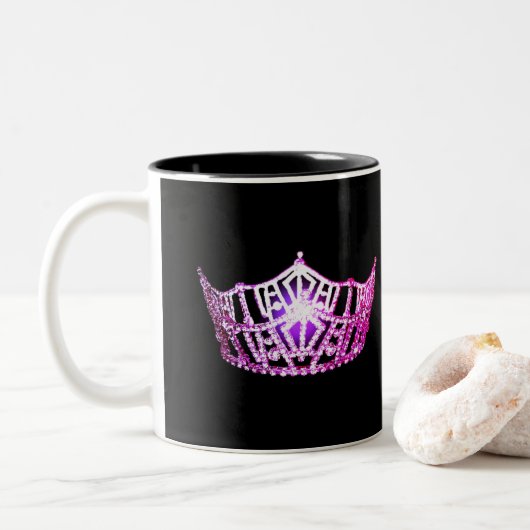 Miss America style Hot Pink Crown Mug (Avec donut)