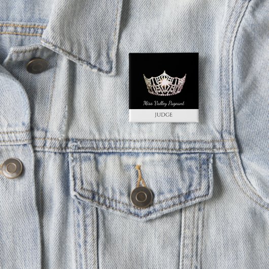Miss America Style Judges Custom Button Pin (In situ)