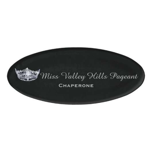 Miss America Style Oval Custom Name Label Naambadge (Voorkant)