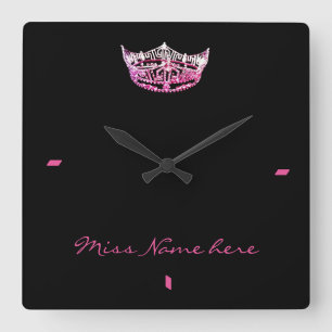 Miss America style Roze Crown Clock Vierkante Klok