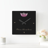 Miss America style Roze Crown Clock Vierkante Klok (Huis)