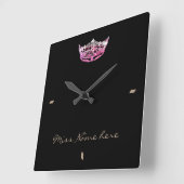 Miss America style Roze Crown Clock Vierkante Klok (Hoek)