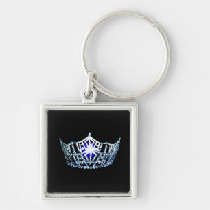 Miss America Teal Blue Crown Metal Key Chain Sleutelhanger