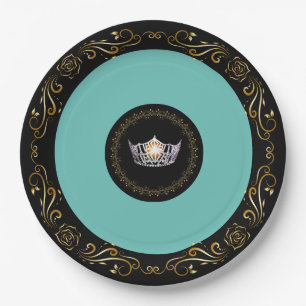 Miss America Turquoise SLVR Crown 9-inch Bord papi