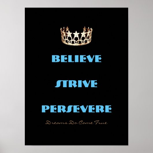 Miss America USA style Believe Strive Crown Poster (Devant)
