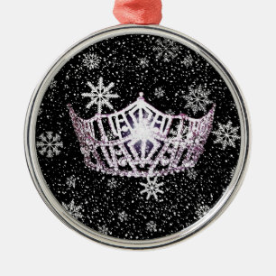 Miss America Zilveren Kroon Kerst Ornament