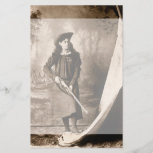 Miss Annie Oakley met Pistool,  fotoportret Briefpapier