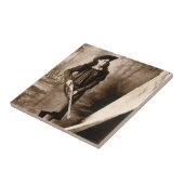 Miss Annie Oakley met Pistool,  fotoportret Tegeltje (Zijkant)