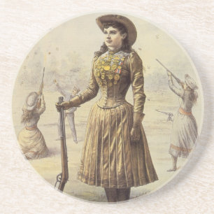  Miss Annie Oakley, Western meisje Zandsteen Onderzetter