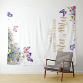 Miss Boho Butterfly Wildflower Bridal Backdrop Wandkleed (In Situ (horizontaal))