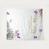 Miss Boho Butterfly Wildflower Bridal Backdrop Wandkleed (Voorkant (horizontaal))