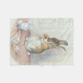 Miss Bunny Drink Tea Fleece Deken (Voorkant (Horizontaal))