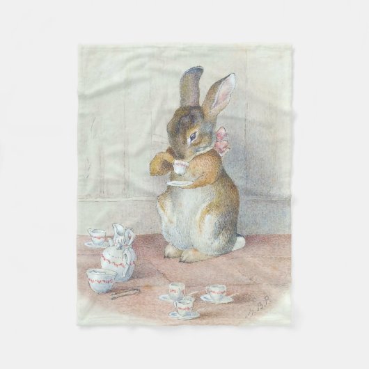 Miss Bunny Drink Tea Fleece Deken (Voorkant)