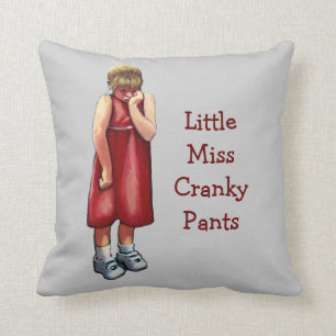 Miss Cranky Pants: Pouting Girl: Pastel Art Kussen