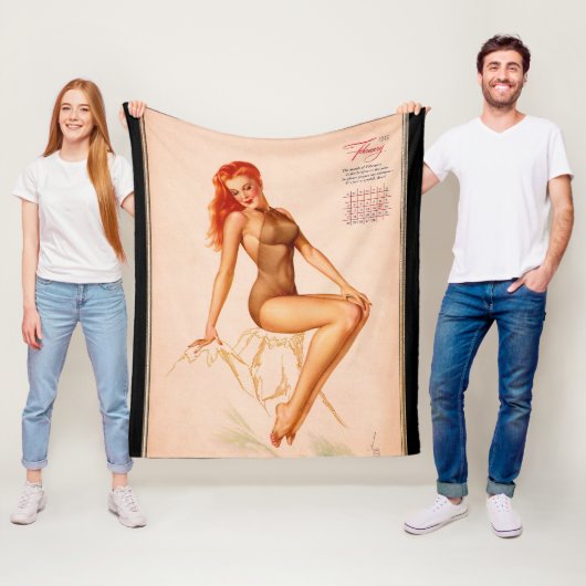 Miss Februari Varga Meisje 1946 Pin-up Kalender Fleece Deken (In situ)