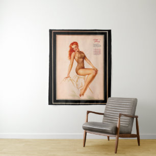 Miss Februari Varga Meisje 1946 Pin-up Kalender Wandkleed